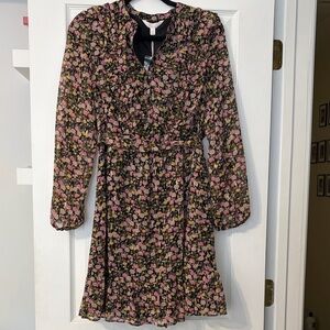 LC Lauren Conrad Black Floral Blouse